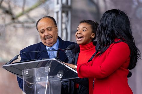 File:Martin Luther King III and daughter Yolanda Renee King speak at the unveiling of "The ...