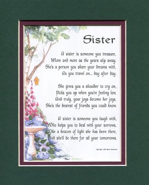 Amazon.com: Birthday Gift Present Poem for A Sister, 61A,: Home & Kitchen