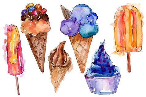 Ice cream berry Watercolor png Graphic by MyStocks - Creative Fabrica