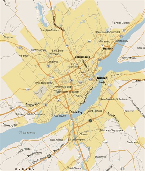 Quebec City Map (Region), Quebec - Listings Canada