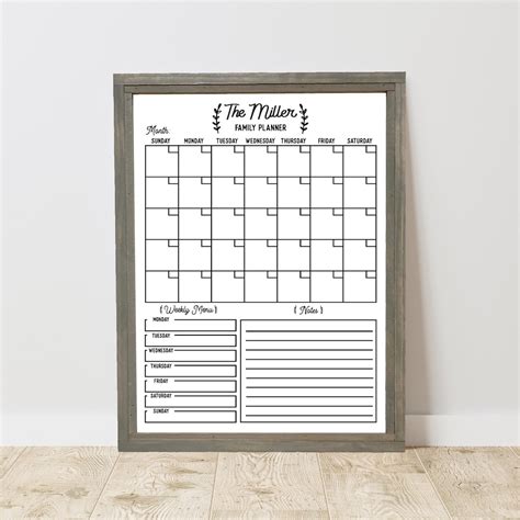 Whiteboard Calendar FRAMED Customizable Vertical Dry-erase Board ...