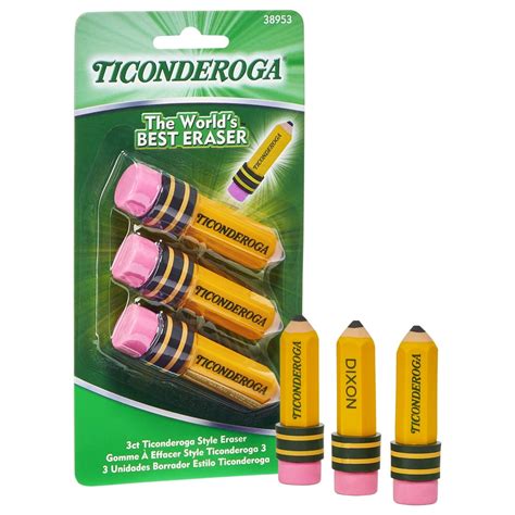 Ticonderoga Yellow Pencil-Shaped Eraser, Fun School Erasers, 3 Count - Walmart.com - Walmart.com