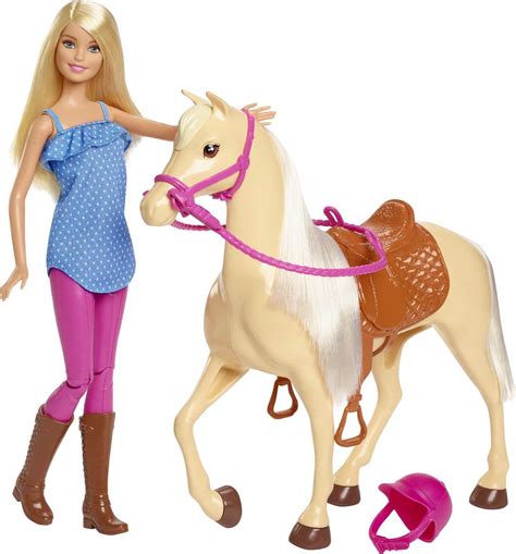 Barbie Doll & Horse Set with Blonde Doll in Riding Outfit, Light Brown ...