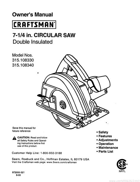 Craftsman Circular Saw 7 1 4 Manual