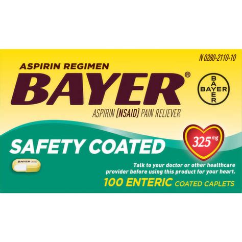 Bayer Aspirin, 325 mg, Enteric Coated Caplets - King Kullen