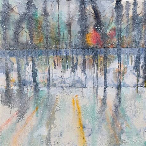 Winter Solstice - Forest Lake Reflection Painting by Seraphina Moody | Saatchi Art