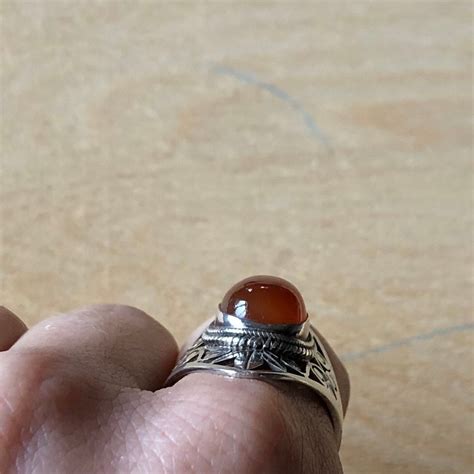 Antique Silver Carnelian Cabochon Ring - Etsy