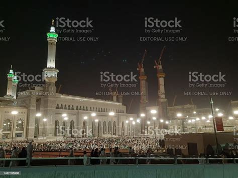 Beautiful Night View Of The Road Outside Masjid Alharam Mecca Stock ...