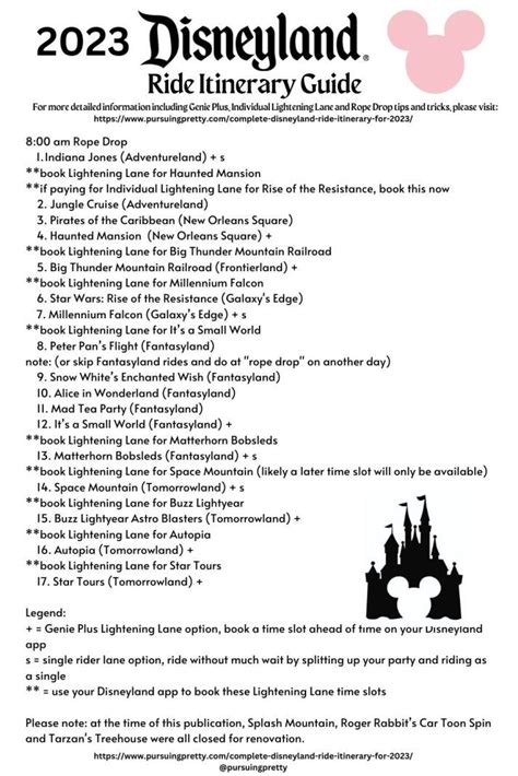 Complete Disneyland Ride Itinerary for 2023 - Pursuing Pretty ...