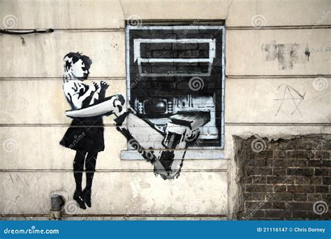 Banksy Graffiti editorial photography. Image of machine - 21116147