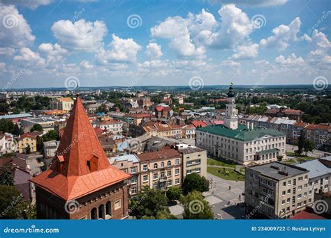 Aerial View on Town Hall in Drohobych, Ukraine from Drone Stock Photo ...