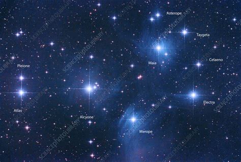 Pleiades star cluster - Stock Image - C055/5290 - Science Photo Library