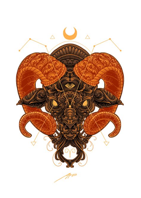 Aries Engraving Zodiac Sign by WolforDeer on Dribbble