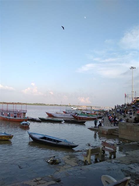 Varanasi Ghat and Boats, Ganga Ghat. Editorial Stock Photo - Image of ...