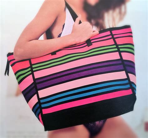 Victoria's Secret Weekender Tote Multicolor Stripe