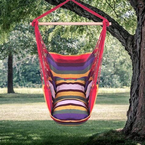 Zimtown Hammock Hanging Rope Chair Porch Swing Seat Camping Red Stripe ...