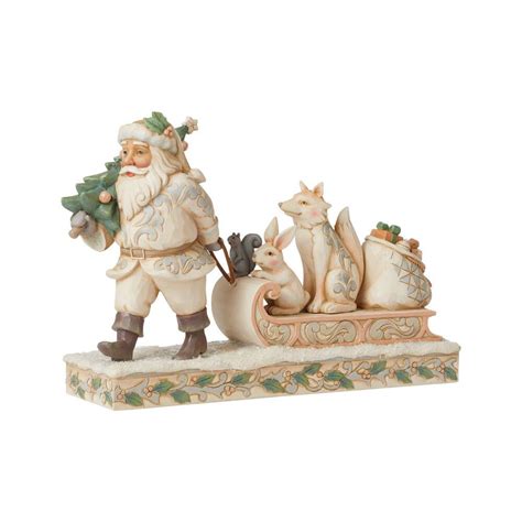 Jim Shore Woodland Santa with Animals on Sled Figurine