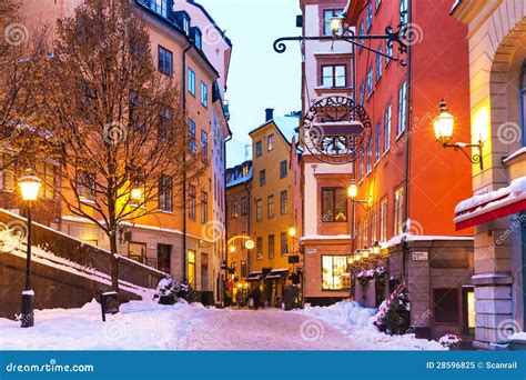 Winter In The Old Town In Stockholm, Sweden Royalty Free Stock Photo ...