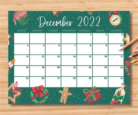 EDITABLE December 2022 Calendar Gorgeous Colorful Christmas | ubicaciondepersonas.cdmx.gob.mx