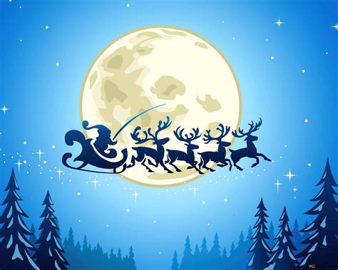 Santa flying in sleigh christmas 4K wallpaper download