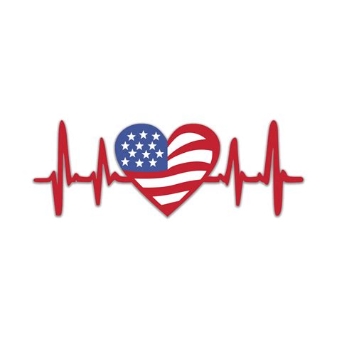 Heartbeat USA Flag Precision Cut Decal