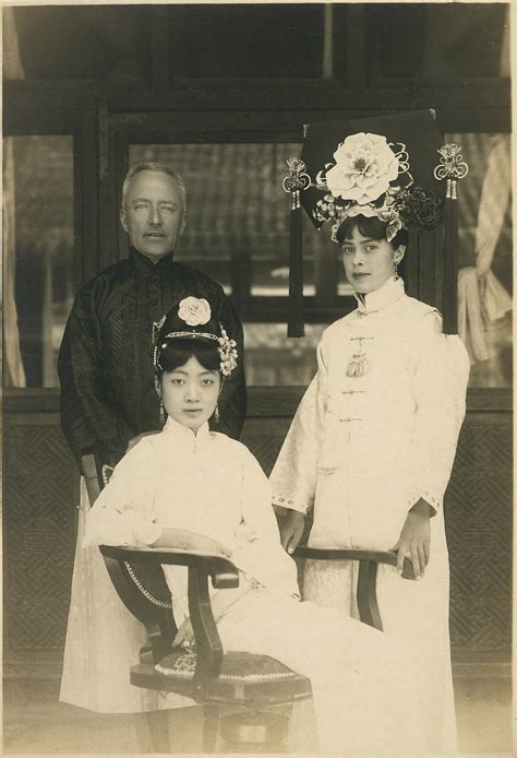 Picture of Reginald Johnston, Empress Wan Rong, and Isabel Ingram in the Forbidden City, Beijing ...