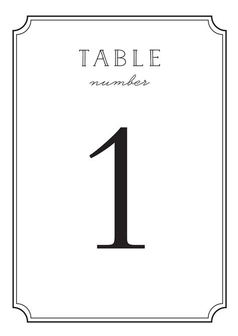 Type Frame Table Number Printables by Basic Invite