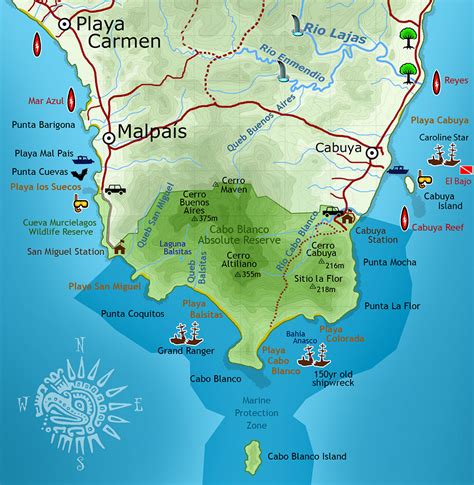 Cabo Blanco Park Map - Montezuma Costa Rica