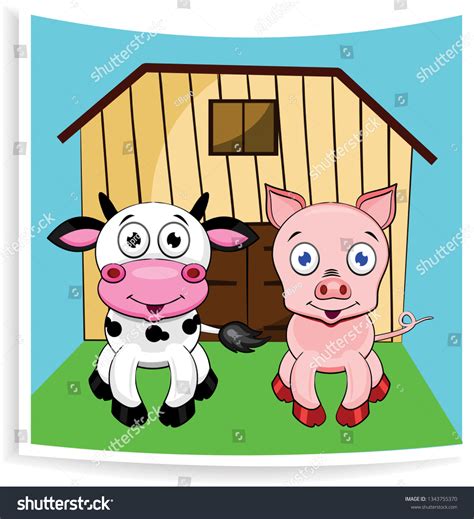 Cartoon Cow Pig Livestock Stock Vector (Royalty Free) 1343755370 ...