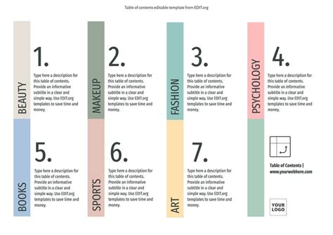 Table of Contents Design Templates