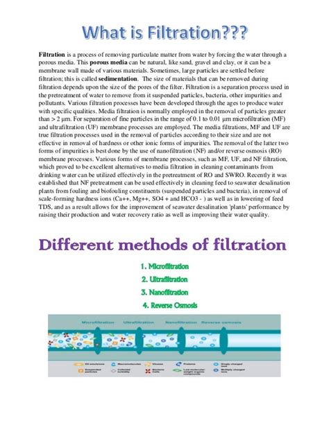 Different filtration methods