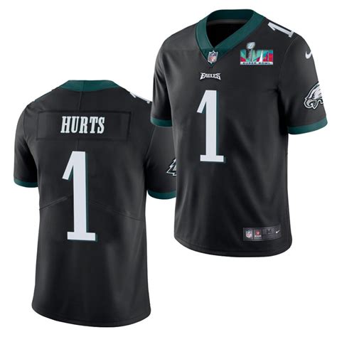 Men & Youth Jalen Hurts Eagles 1 super bowl LVII 57 jersey black