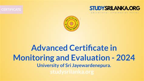 Advanced Certificate in Monitoring and Evaluation - USJP - 2024