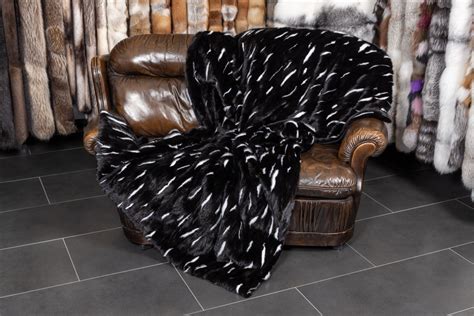 5955 Fur Blanket made with Mink - black & white Genuine Fur Throw Real Mink Fur | eBay