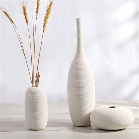 Simple Modern Porcelain Decorative Vase White Ceramic Flower Art Vase ...