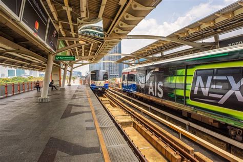 Trains at Skytrain Station in Bangkok Editorial Stock Image - Image of ...