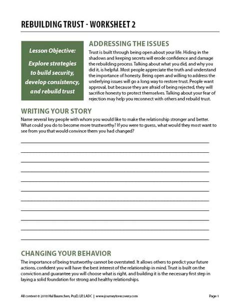 Rebuilding Trust - Worksheet 2 (COD Worksheet) – Journey To Recovery