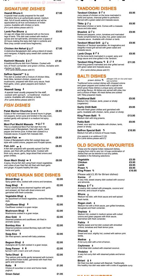 Menu at Saffron fast food, Bridlington