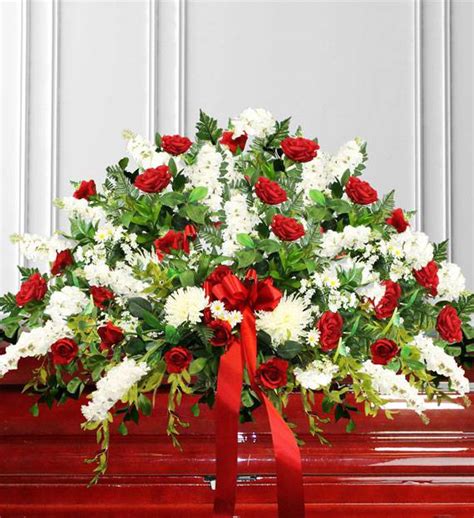 Red & White Casket Spray | Avas Flowers