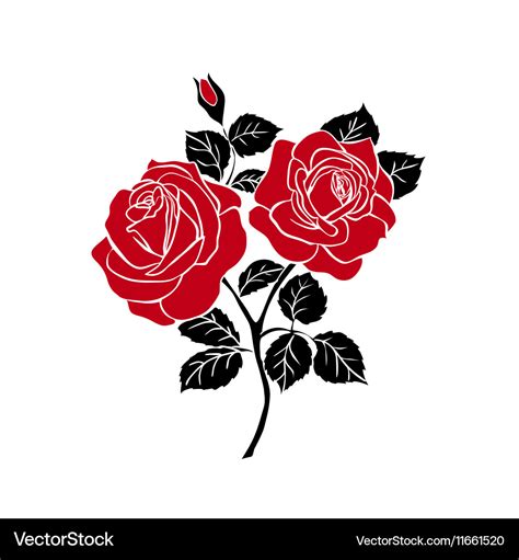 Silhouette rose Royalty Free Vector Image - VectorStock