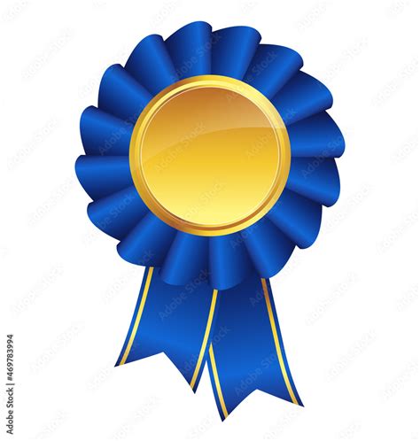 blue ribbon award with gold medal center Stock Vector | Adobe Stock