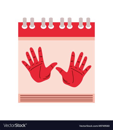 Red hand day calendar Royalty Free Vector Image