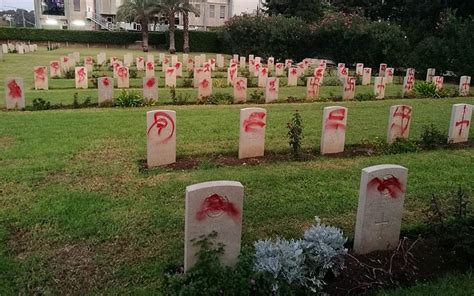 British military cemetery vandalized with swastikas in Haifa | The ...