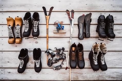 Premium AI Image | knolling of ice skating equipment professional advertising photography