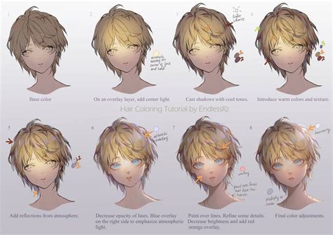 Hair Coloring tutorial by https://www.deviantart.com/endlessrz on @DeviantArt | Anime art ...