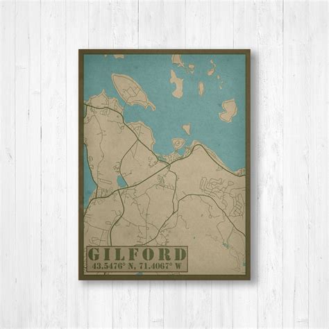 Gilford New Hampshire Street Map / Hanging Canvas Map of | Etsy