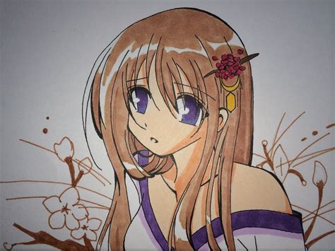 Copic Marker Drawing: Girl in Kimono | Copic marker drawings, Marker drawing, Drawings