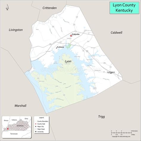 Map of Lyon County, Kentucky - Where is Located, Cities, Population, Highways & Facts