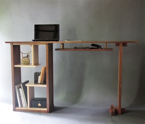 Stand Up Desk in Walnut: Modern Home Office Custom Wood