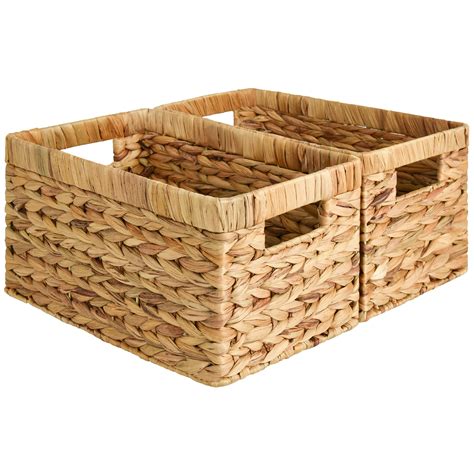 StorageWorks Water Hyacinth Storage Baskets, Rectangular Wicker Baskets ...